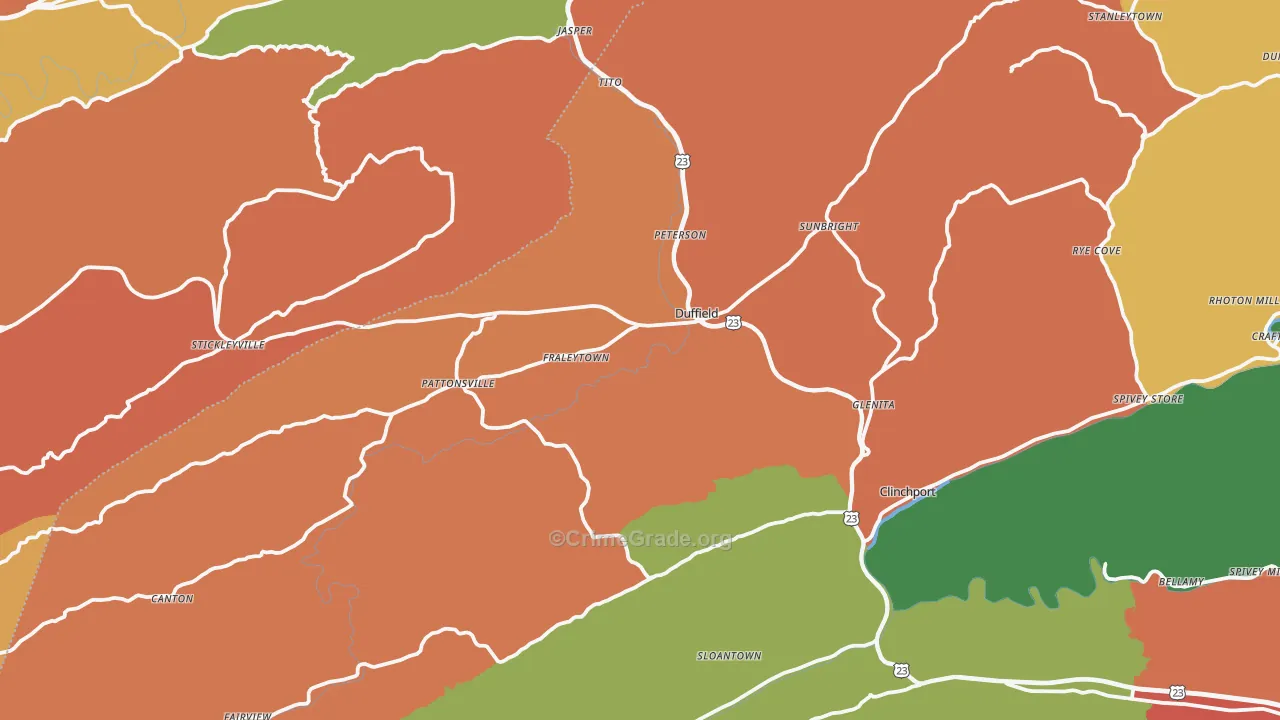 Duffield, VA Map of Vandalism Rates