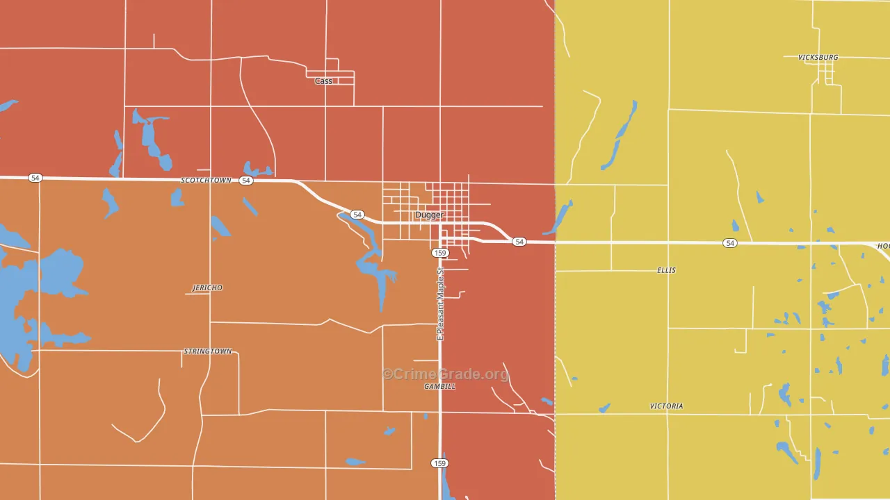 Dugger, IN Map of Vandalism Rates