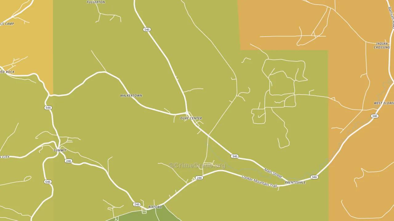 Duke Center, PA Map of Vandalism Rates