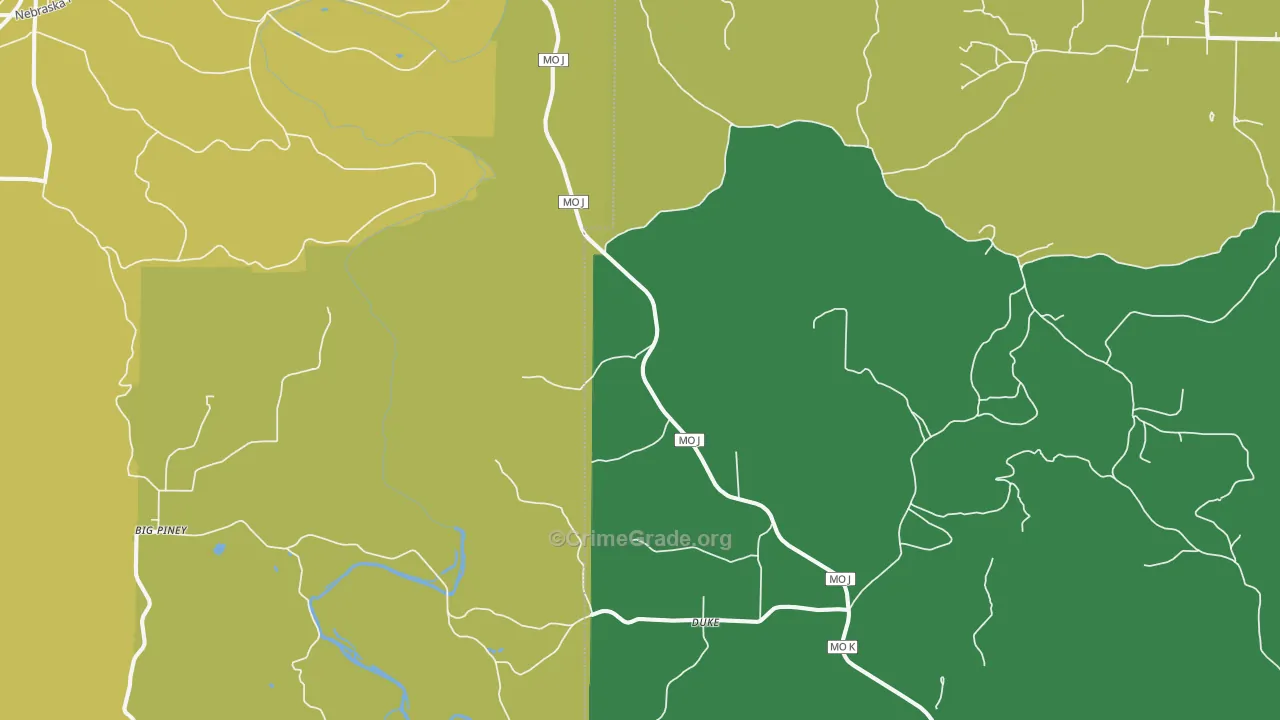 Duke, MO Map of Vandalism Rates