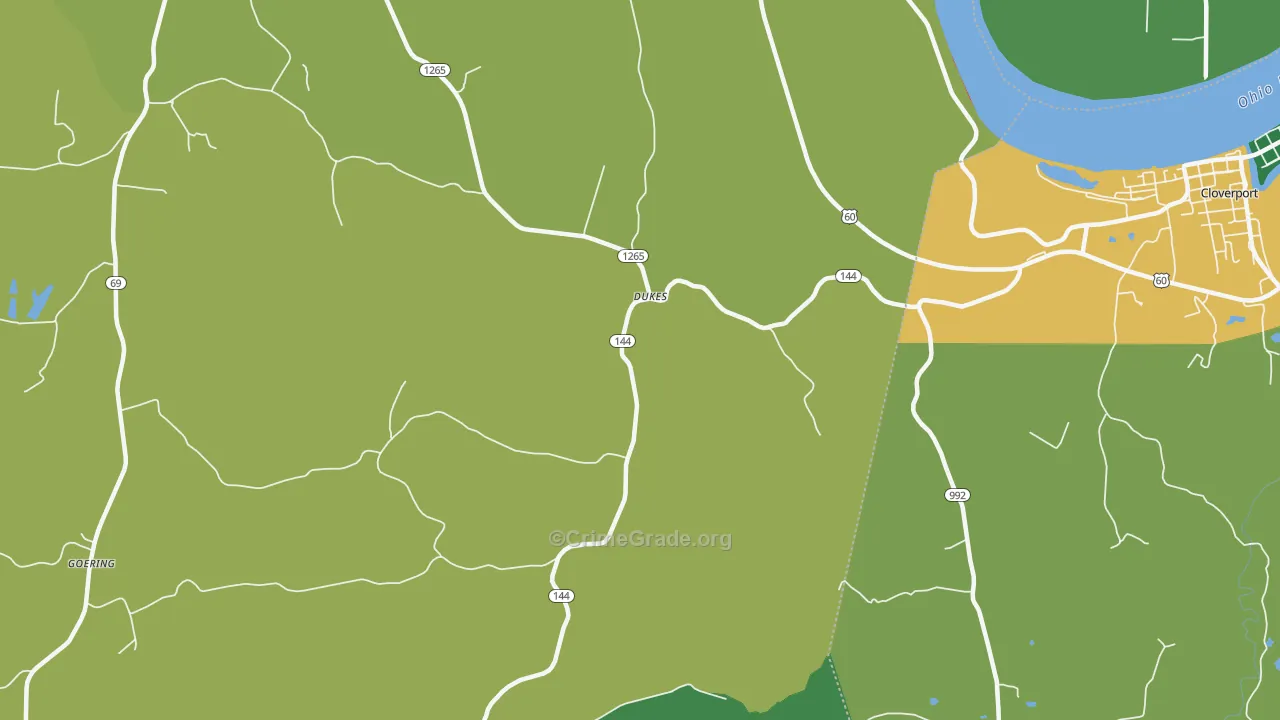 Dukes, KY Map of Vandalism Rates