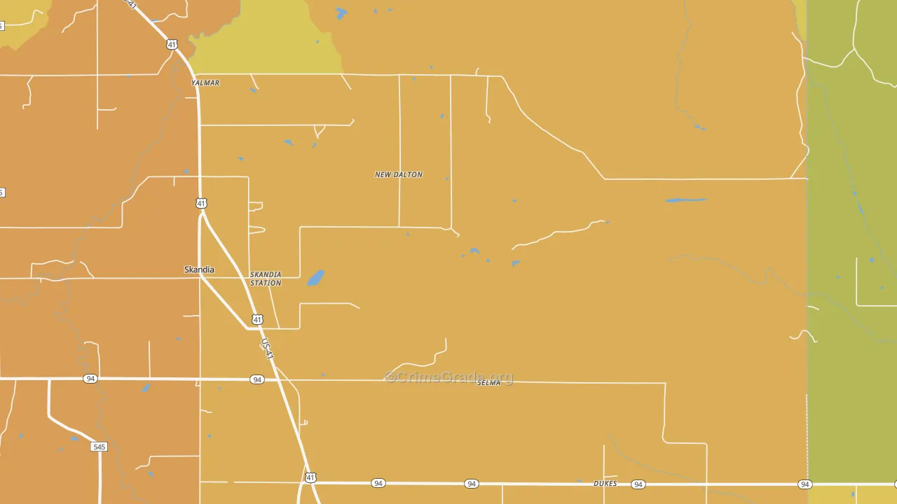 Dukes, MI Map of Vandalism Rates