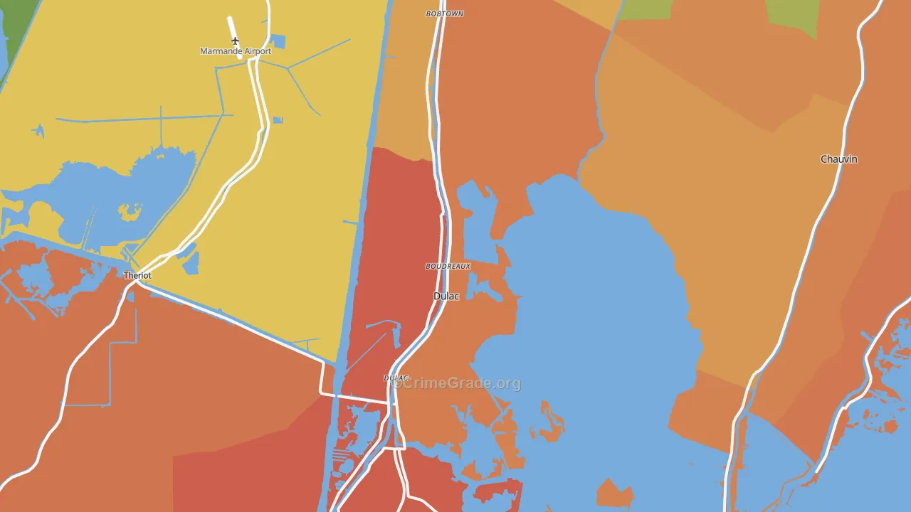 Dulac, LA Map of Vandalism Rates