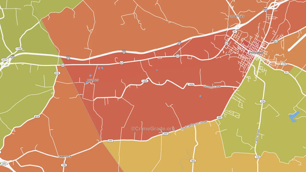 Dulaney, KY Map of Vandalism Rates