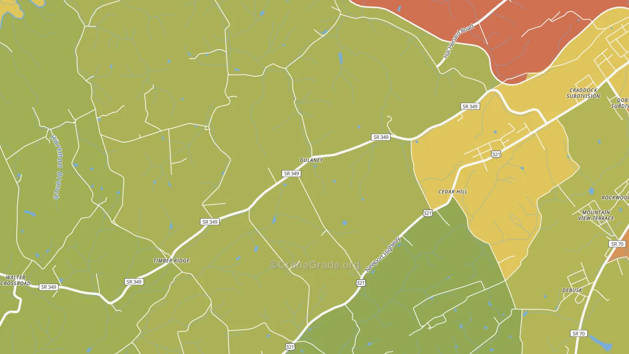 Dulaney, TN Map of Vandalism Rates