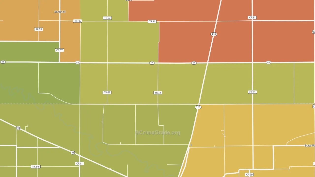 Dull, OH Map of Vandalism Rates