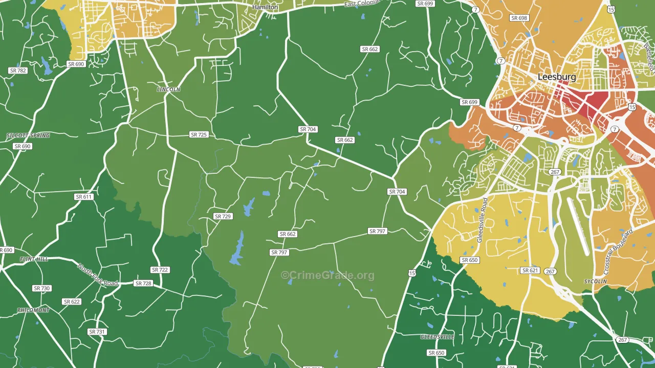 Dulles, VA Map of Vandalism Rates
