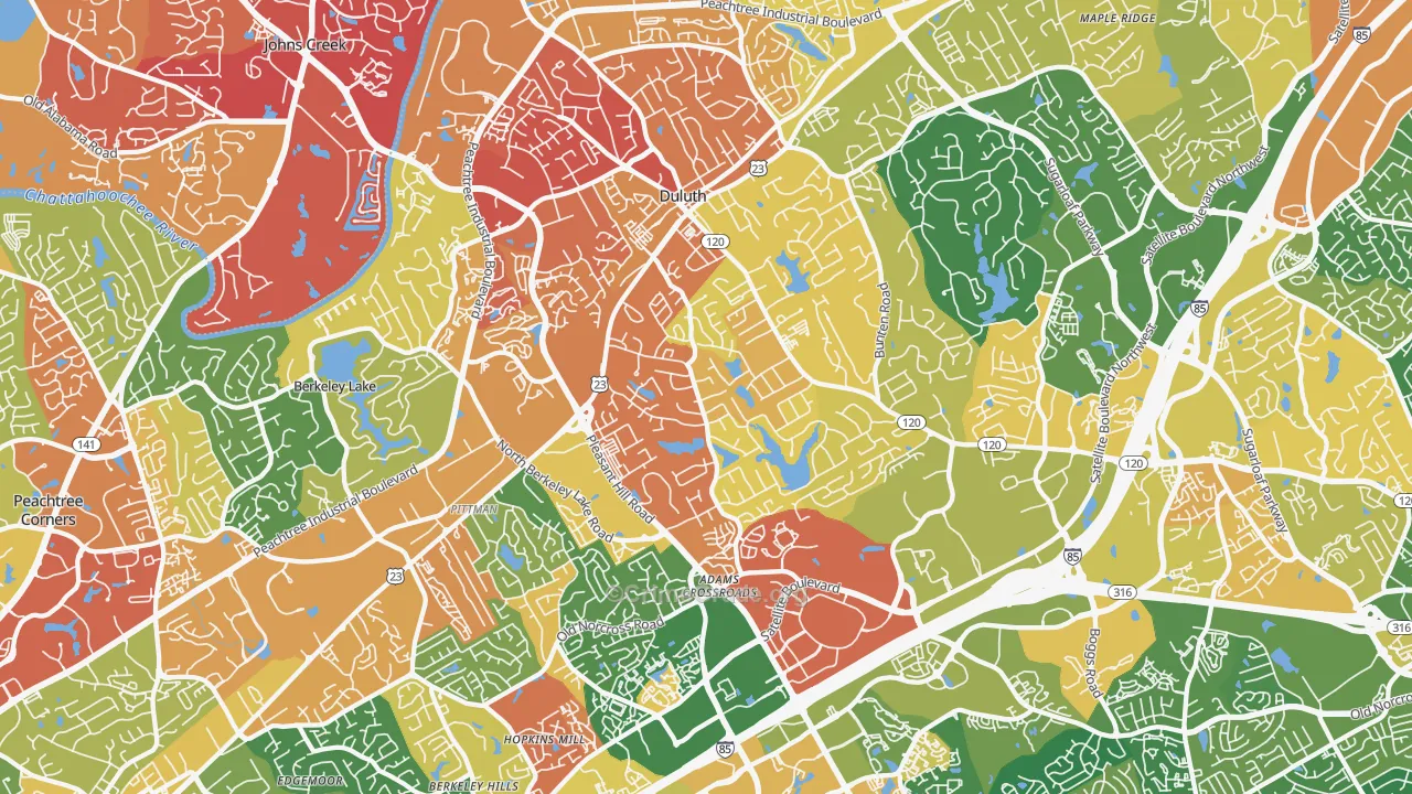Duluth, GA Map of Vandalism Rates