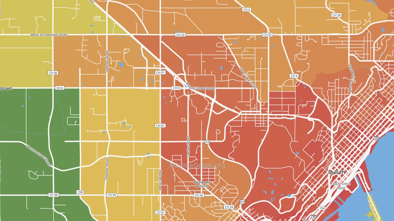 Duluth Heights, Duluth, MN Map of Vandalism Rates