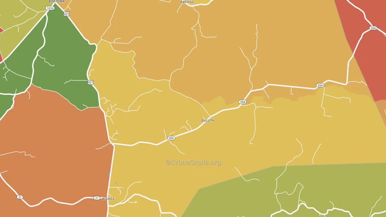 Duluth, KY Map of Vandalism Rates