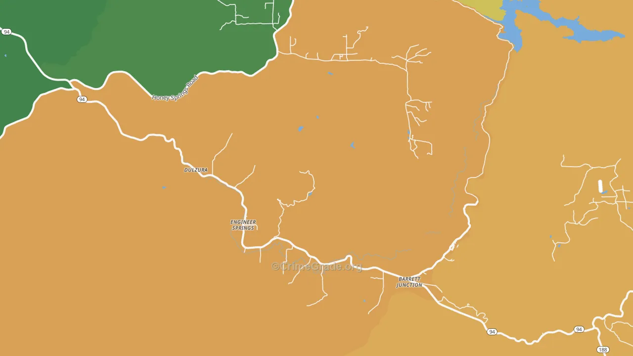 Dulzura, CA Map of Vandalism Rates
