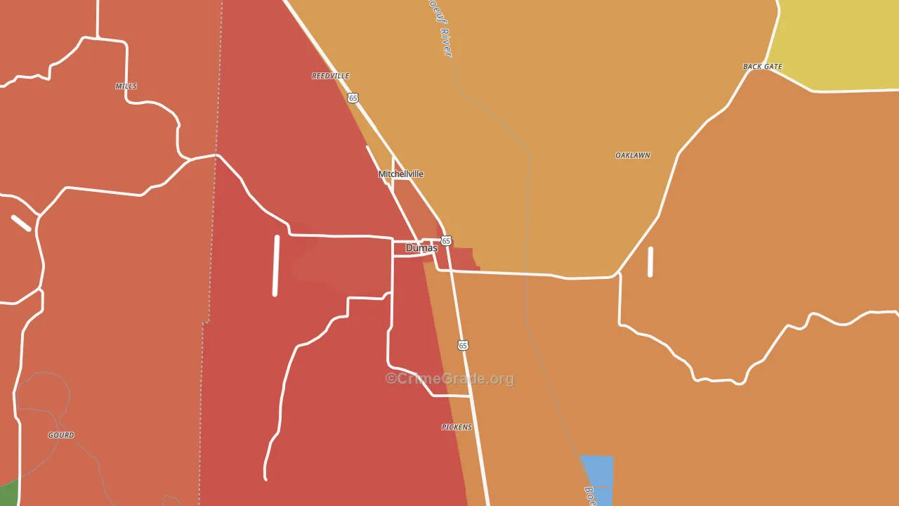 Dumas, AR Map of Vandalism Rates