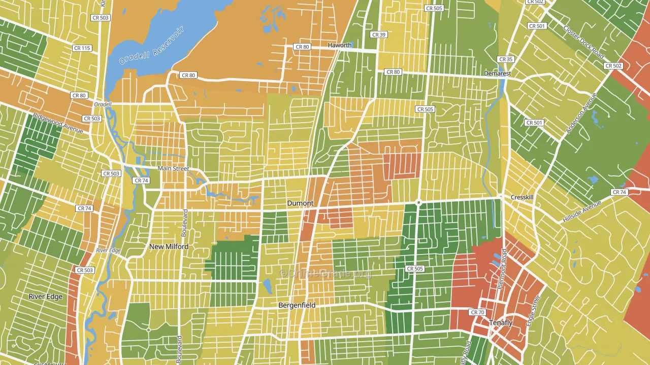 Dumont, NJ Map of Vandalism Rates
