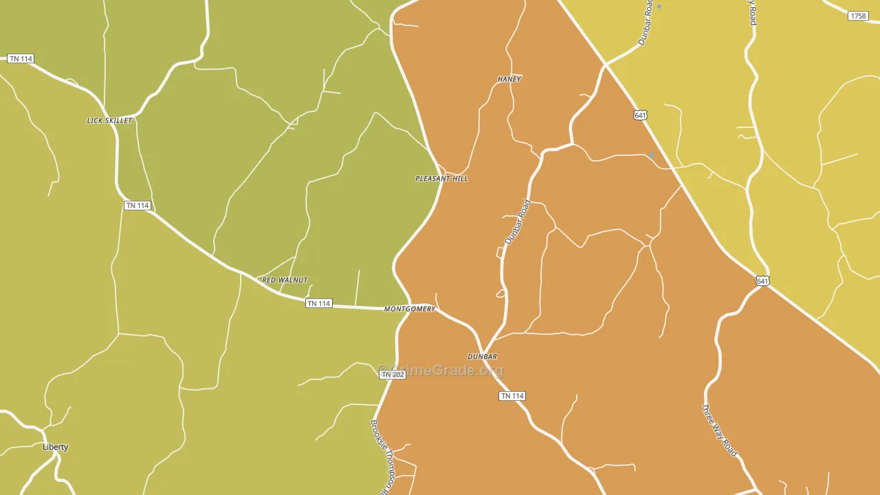 Dunbar, TN Map of Vandalism Rates