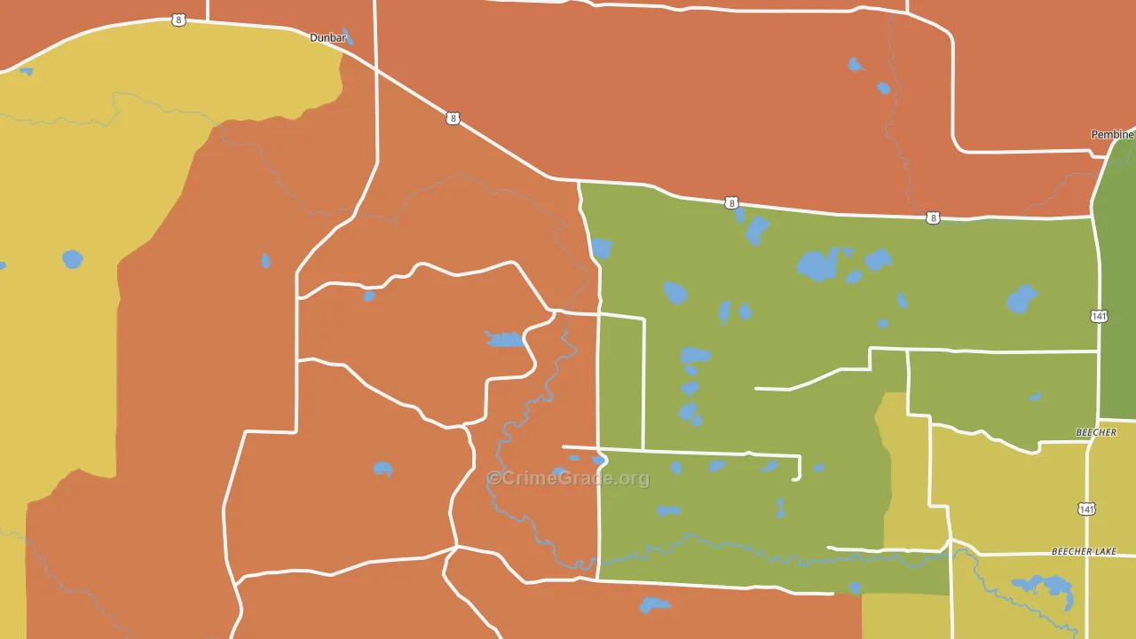 Dunbar, WI Map of Vandalism Rates