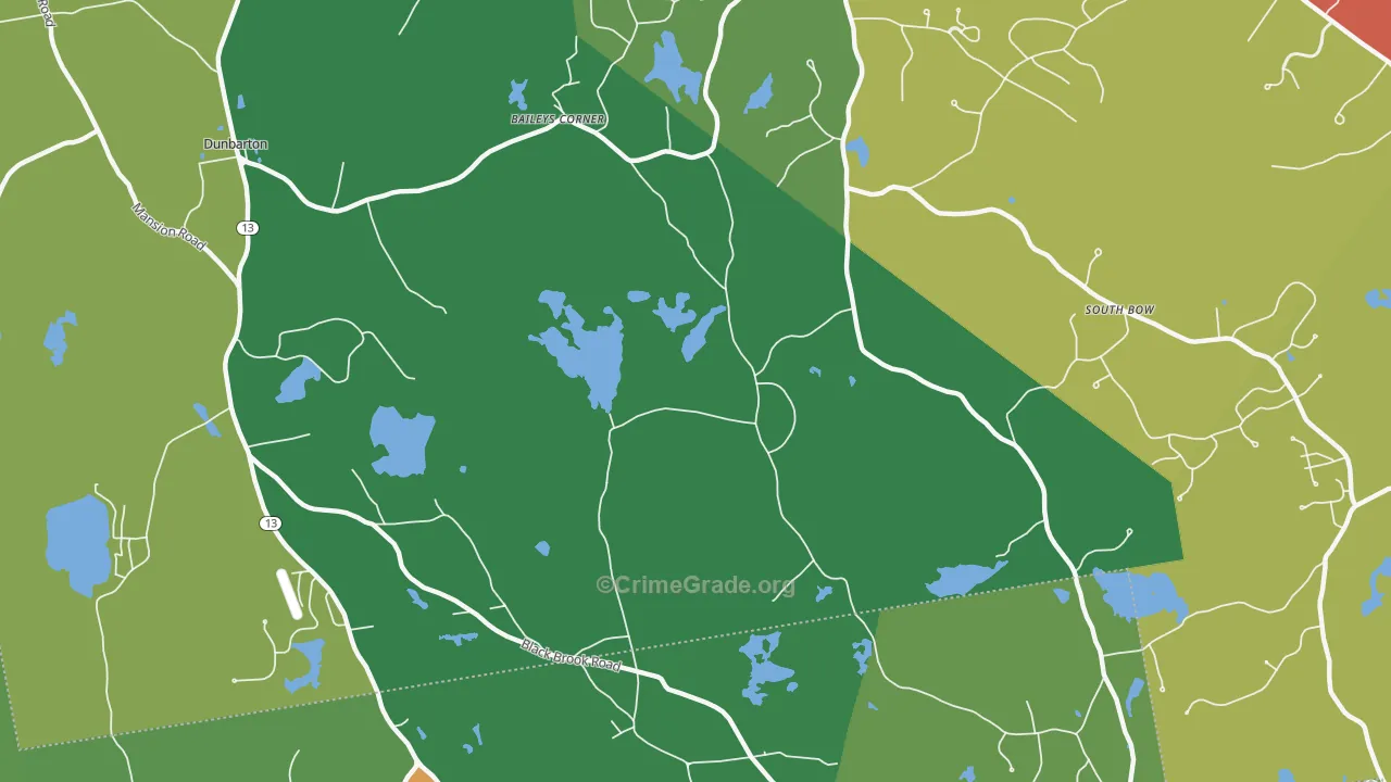 Dunbarton, NH Map of Vandalism Rates