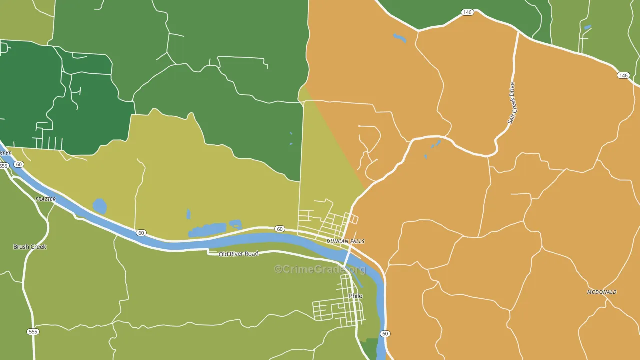 Duncan Falls, OH Map of Vandalism Rates