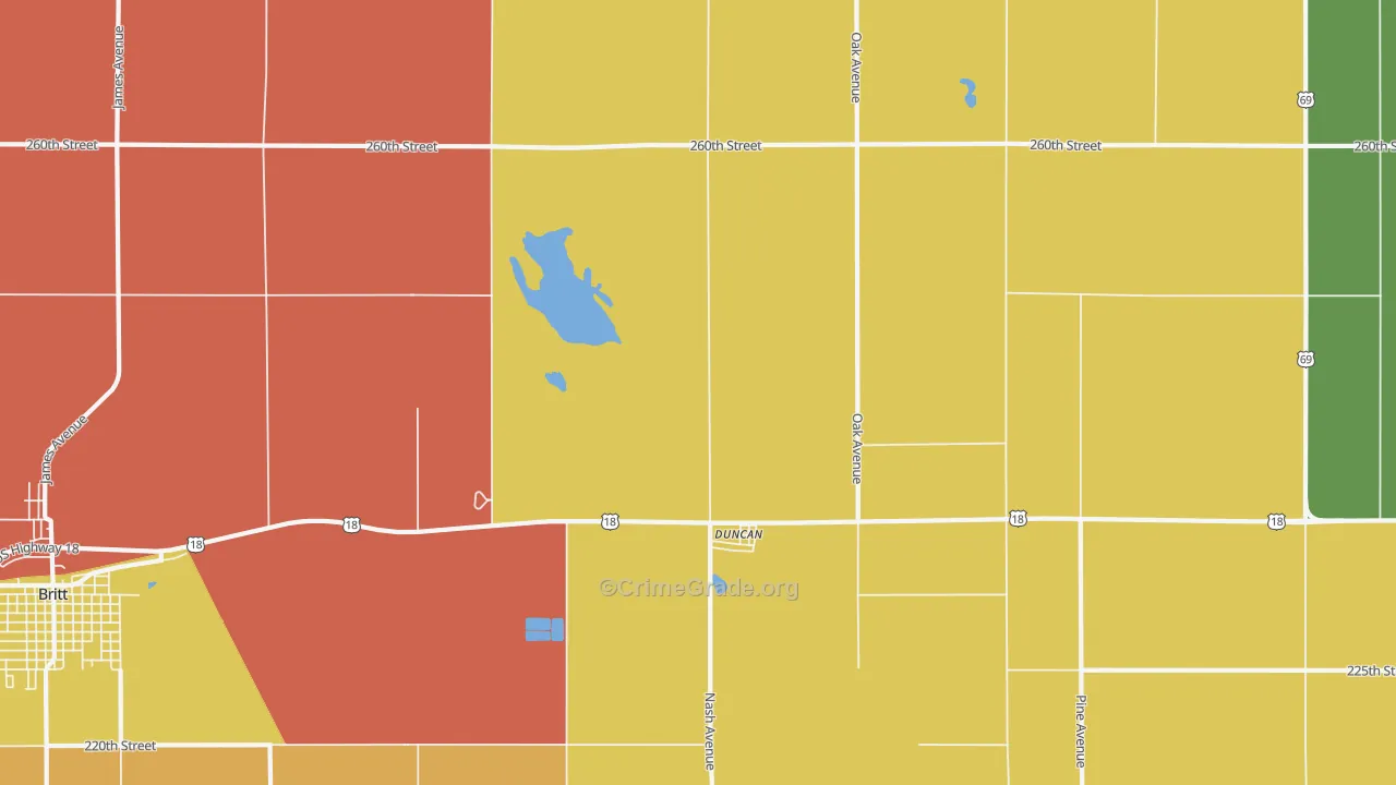 Duncan, IA Map of Vandalism Rates