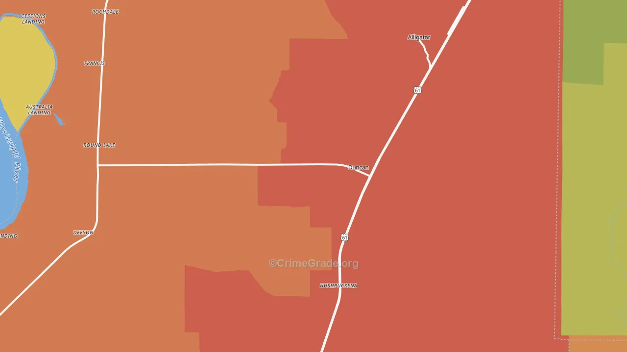 Duncan, MS Map of Vandalism Rates