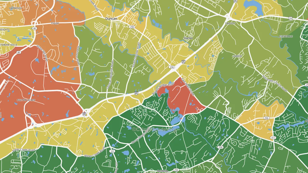 Duncan, SC Map of Vandalism Rates