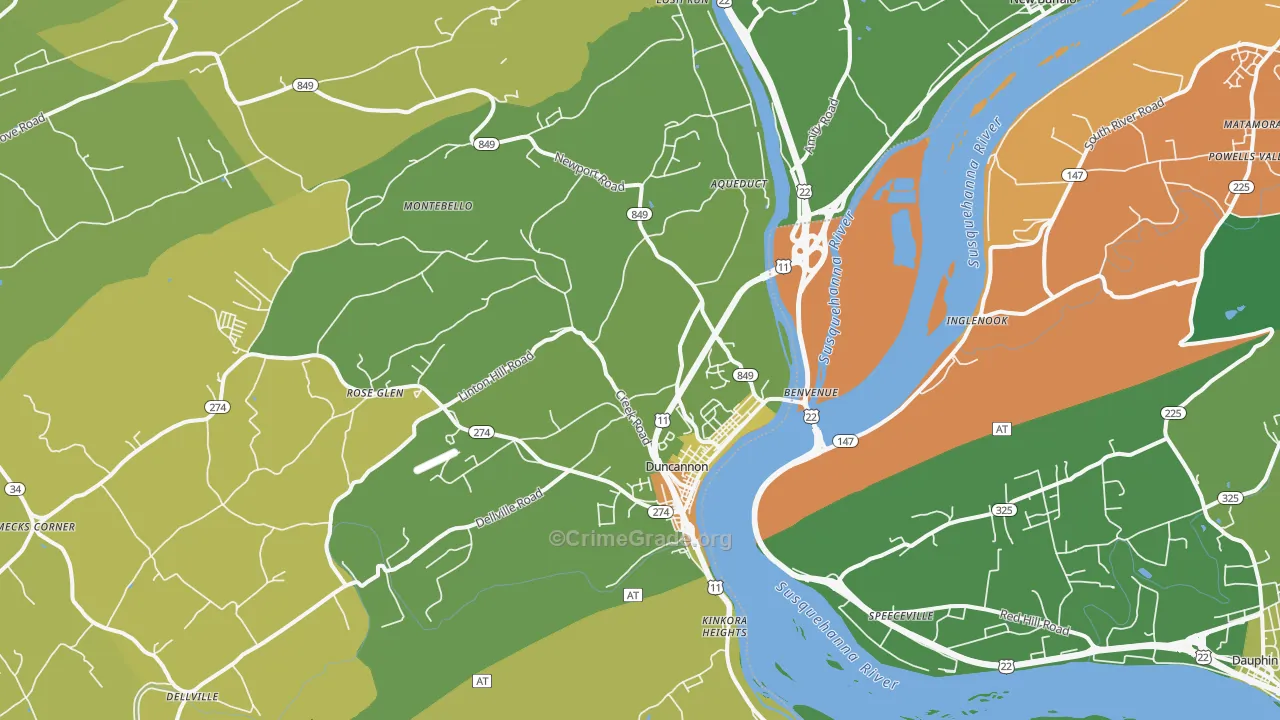 Duncannon, PA Map of Vandalism Rates