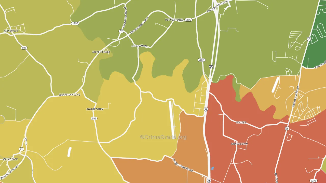 Duncanon, KY Map of Vandalism Rates