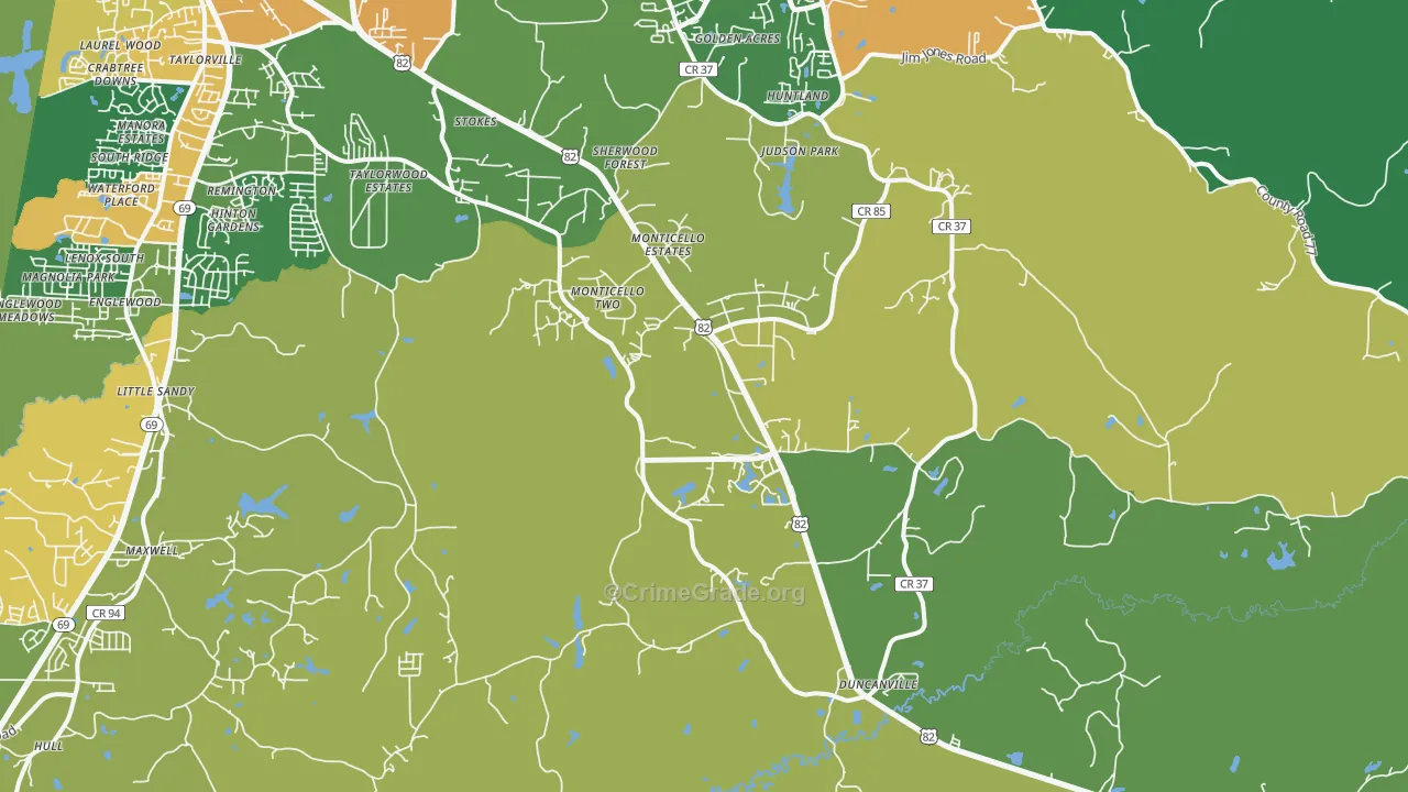 Duncanville, AL Map of Vandalism Rates