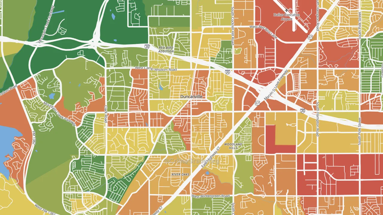 Duncanville, TX Map of Vandalism Rates