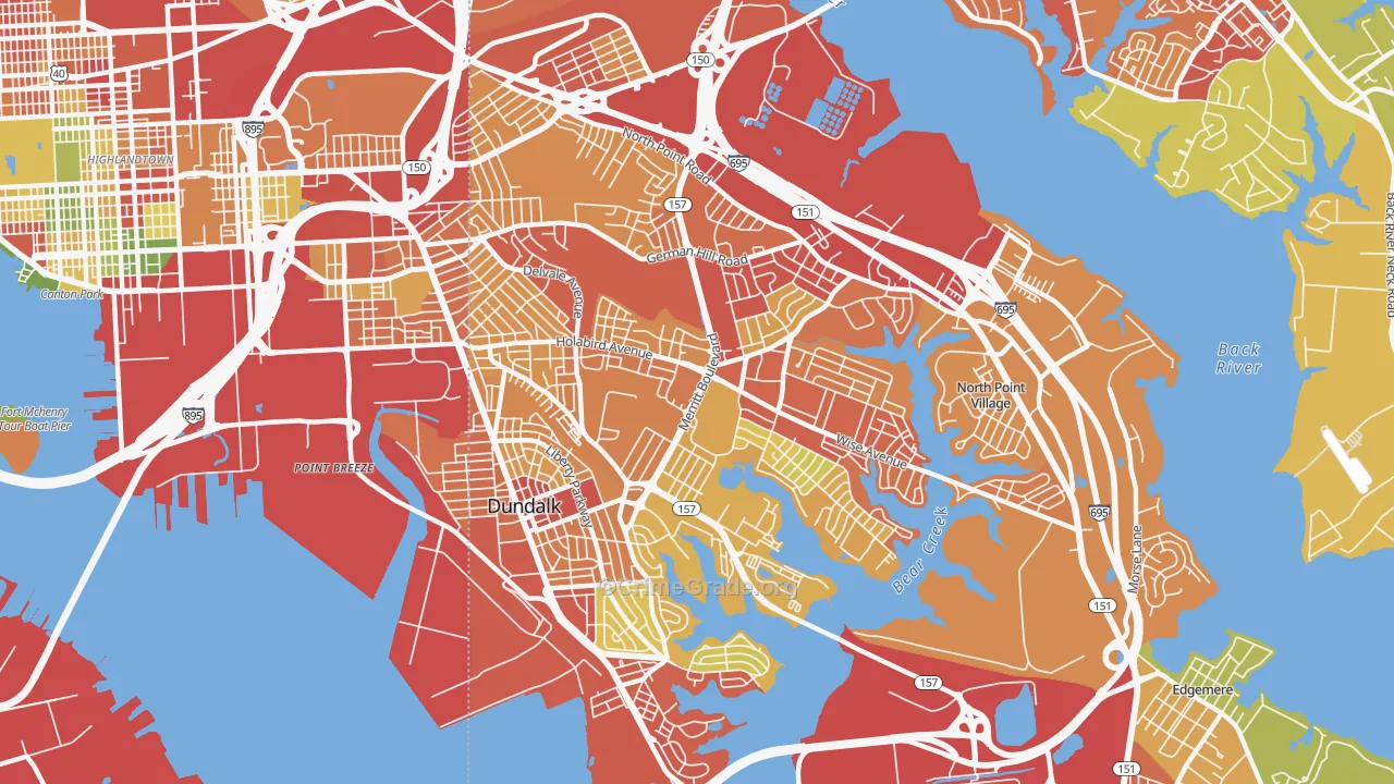 Dundalk, MD Map of Vandalism Rates