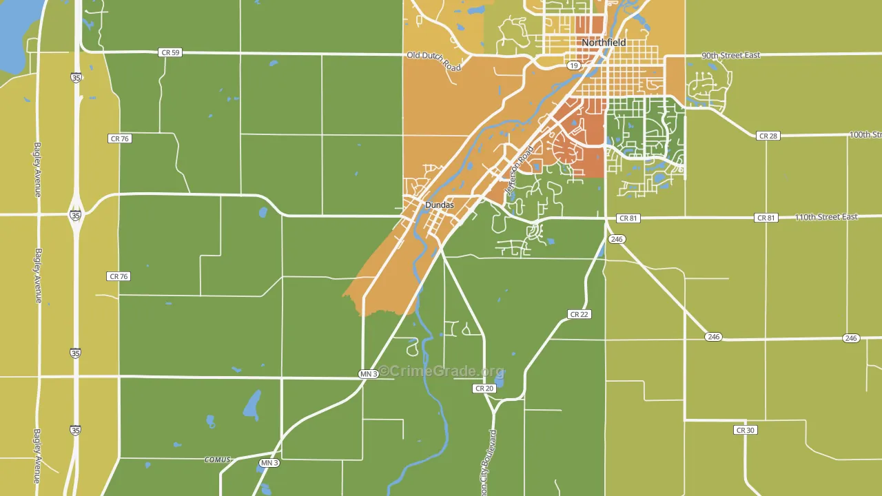 Dundas, MN Map of Vandalism Rates