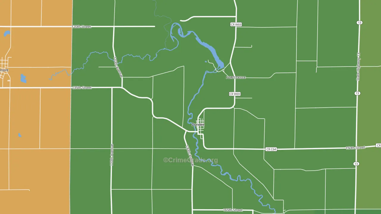 Dundee, IA Map of Vandalism Rates