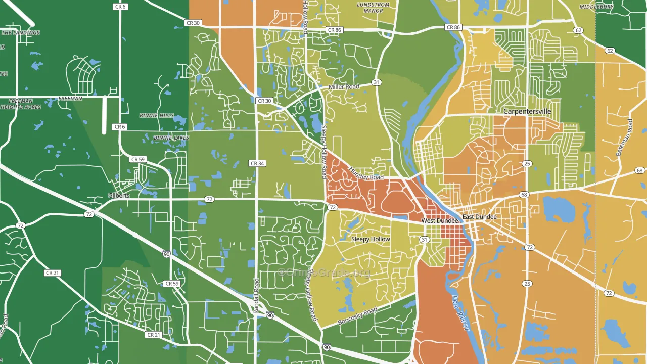 Dundee, IL Map of Vandalism Rates