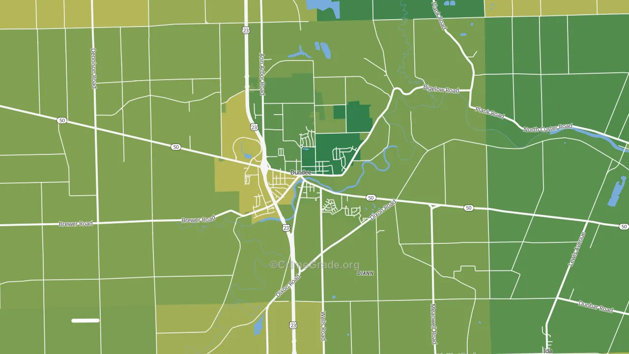 Dundee, MI Map of Vandalism Rates