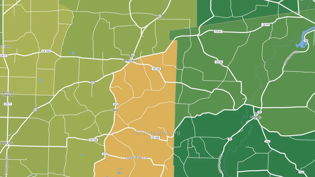 Dundee, OH Map of Vandalism Rates