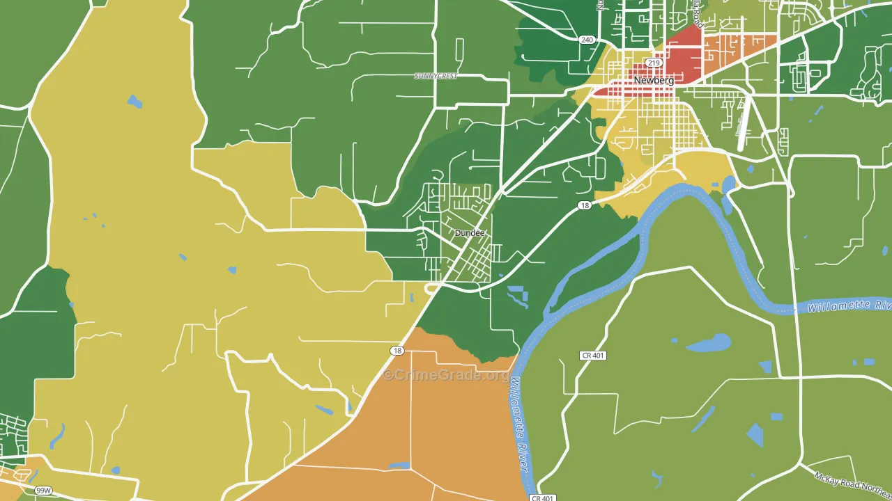 Dundee, OR Map of Vandalism Rates