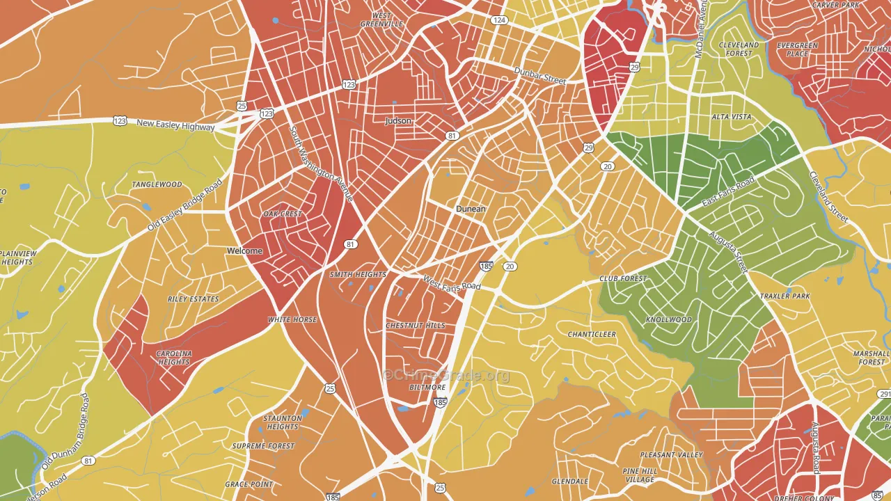 Dunean, SC Map of Vandalism Rates