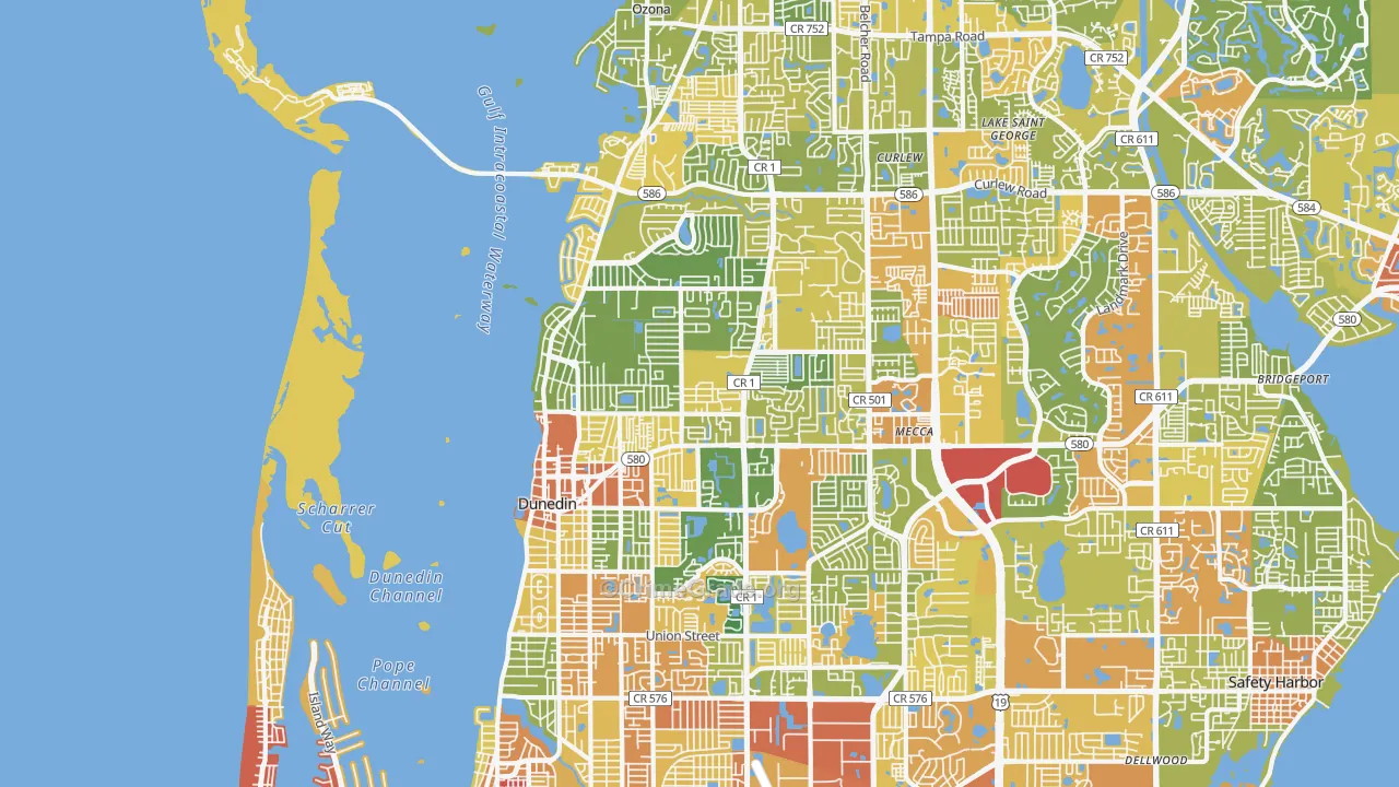 Dunedin, FL Map of Vandalism Rates