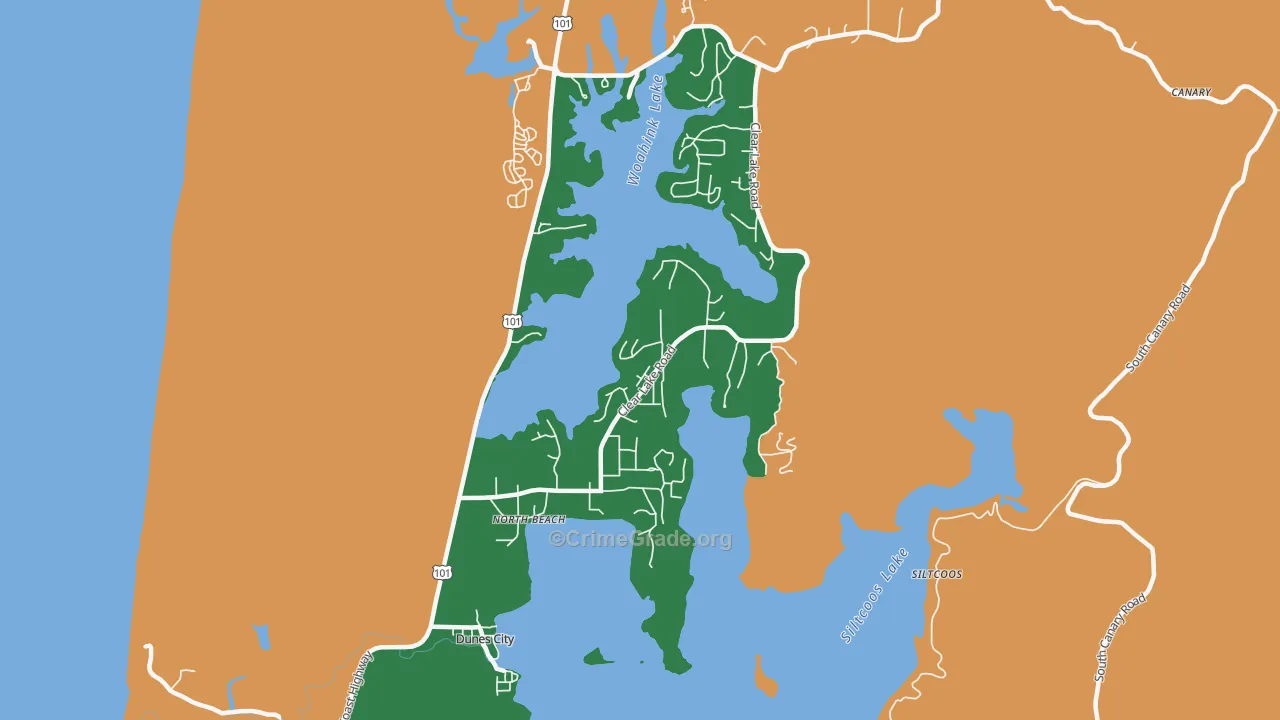 Dunes City, OR Map of Vandalism Rates