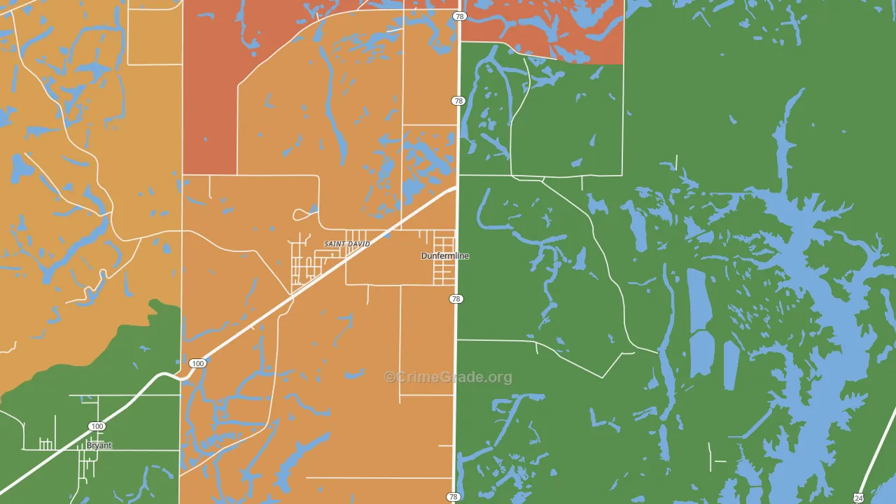 Dunfermline, IL Map of Vandalism Rates
