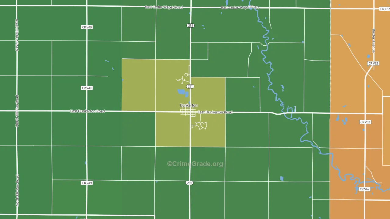 Dunkerton, IA Map of Vandalism Rates
