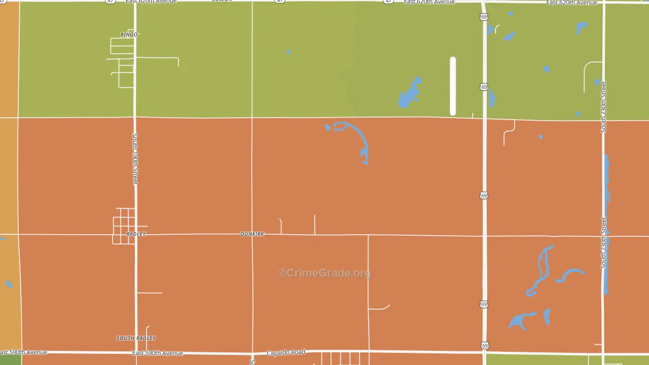 Dunkirk, KS Map of Vandalism Rates