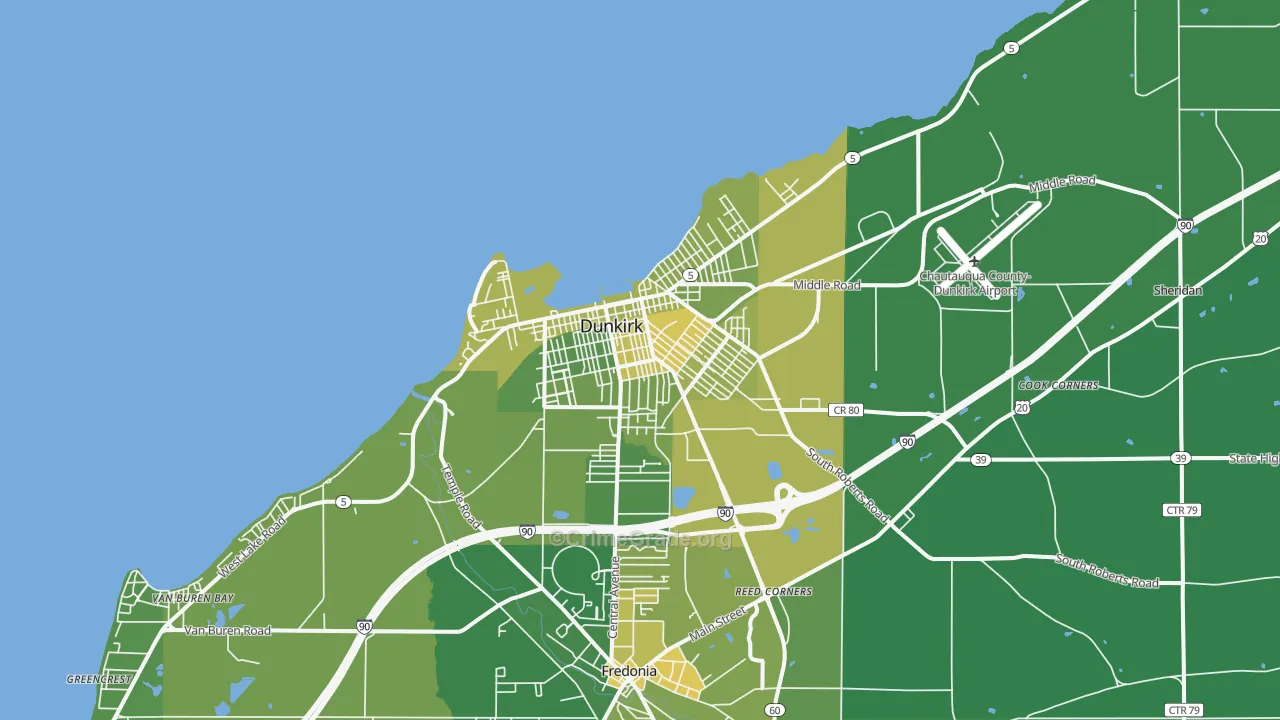 Dunkirk, NY Map of Vandalism Rates