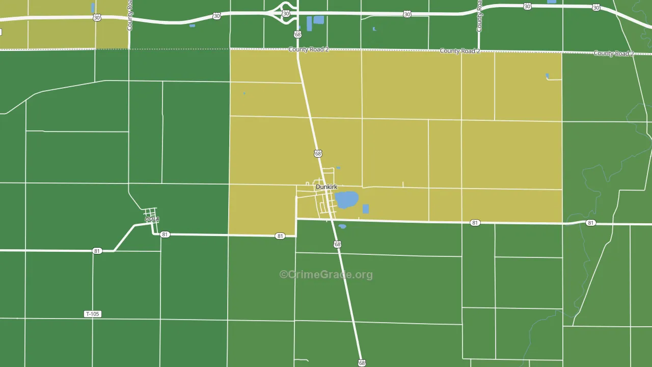 Dunkirk, OH Map of Vandalism Rates