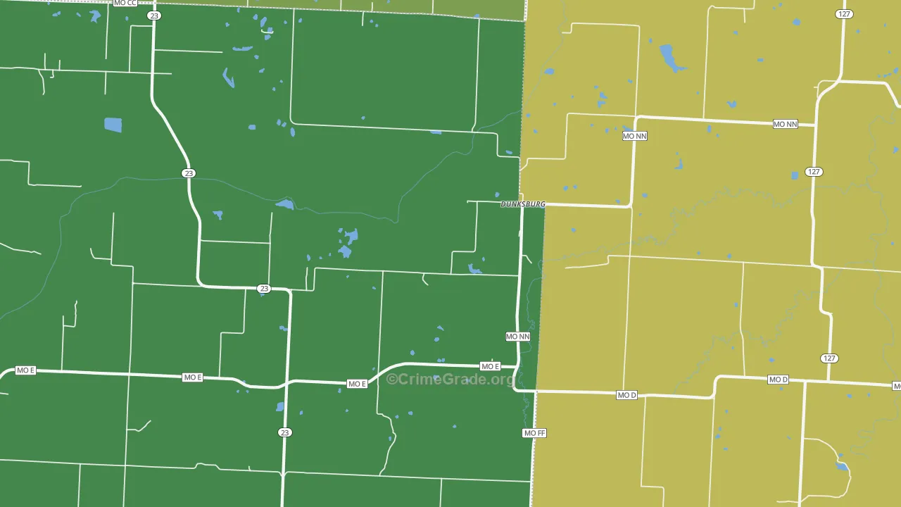 Dunksburg, MO Map of Vandalism Rates