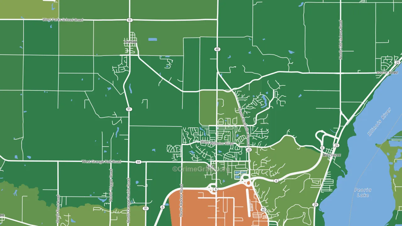 Dunlap, IL Map of Vandalism Rates