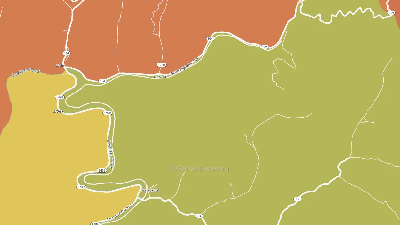 Dunlap, KY Map of Vandalism Rates