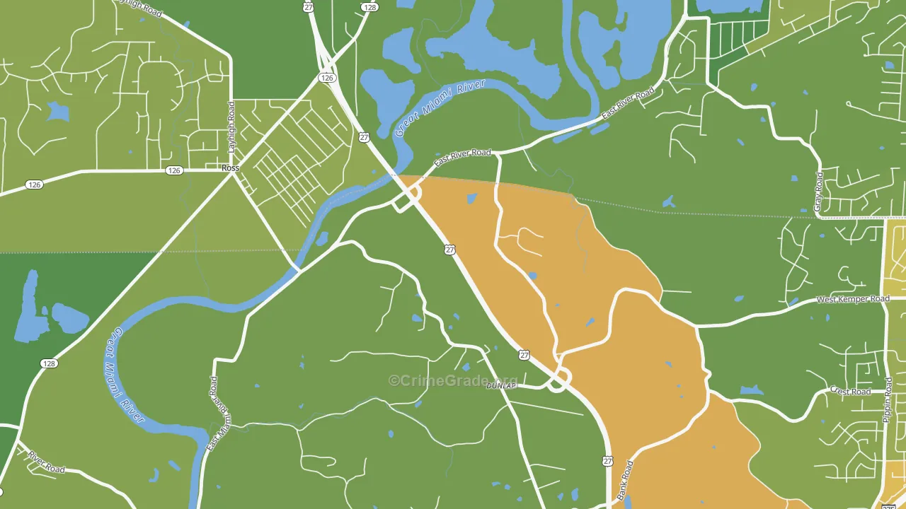 Dunlap, OH Map of Vandalism Rates