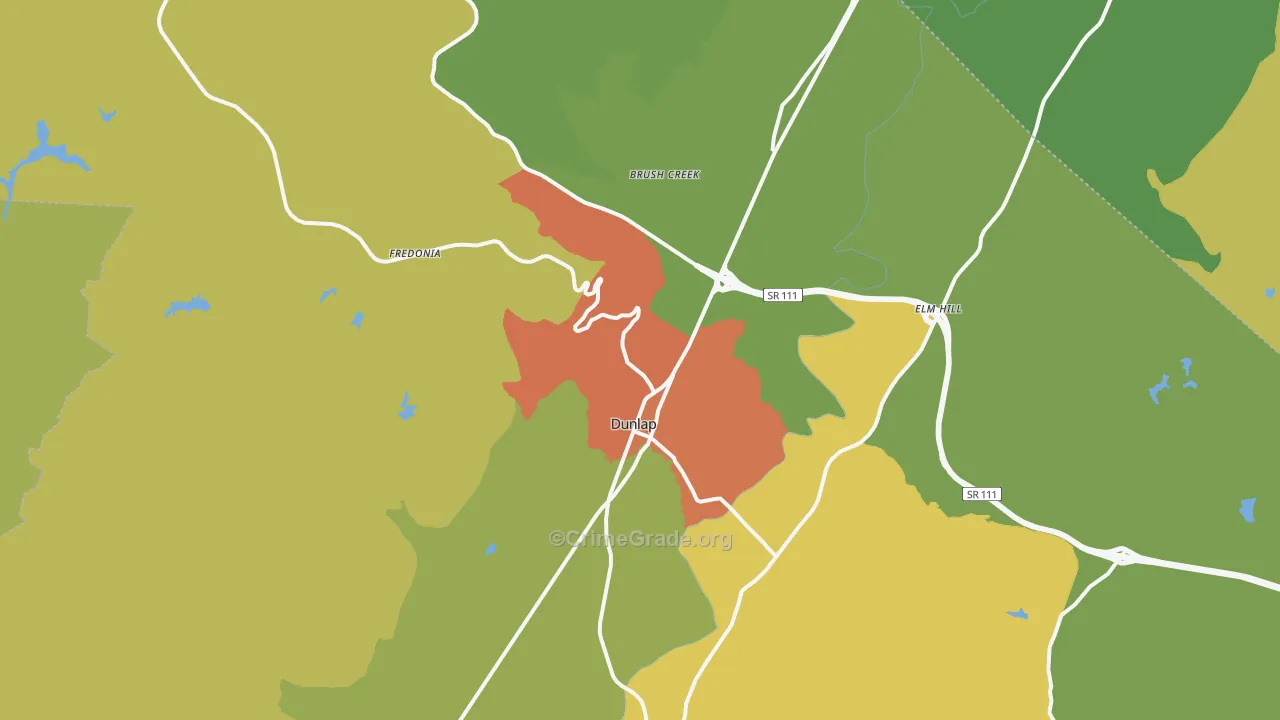 Dunlap, TN Map of Vandalism Rates