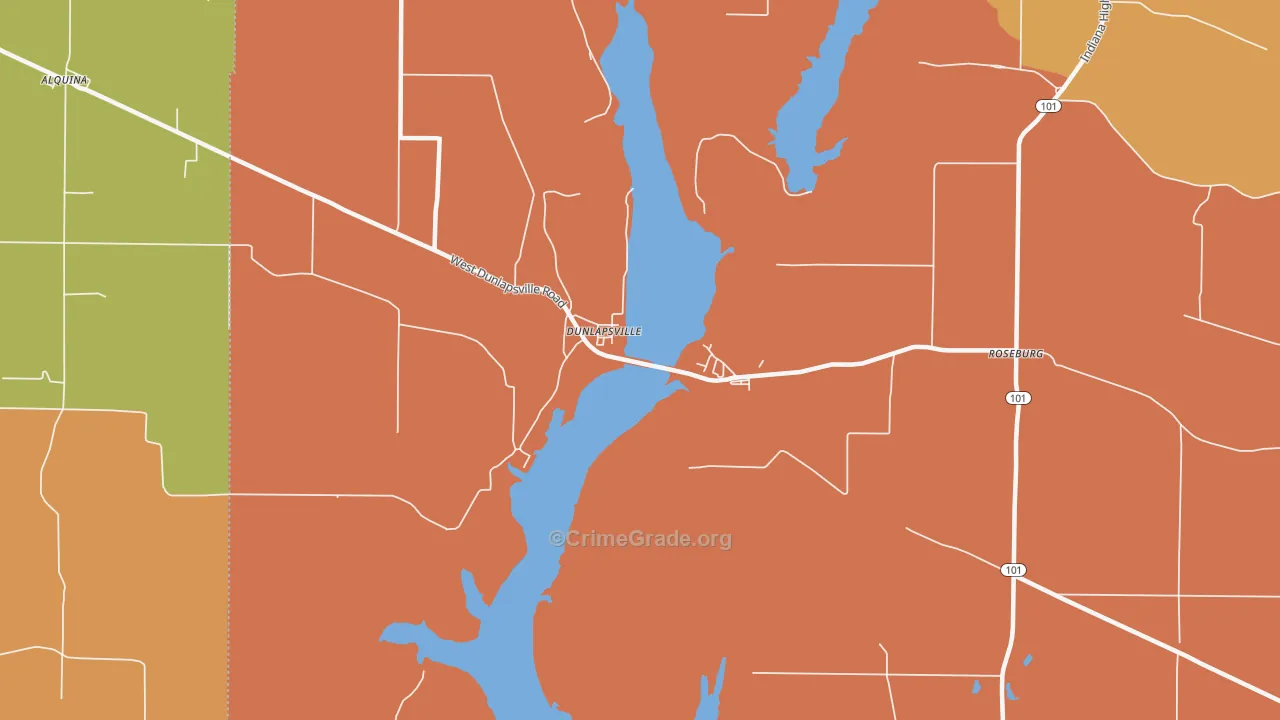 Dunlapsville, IN Map of Vandalism Rates