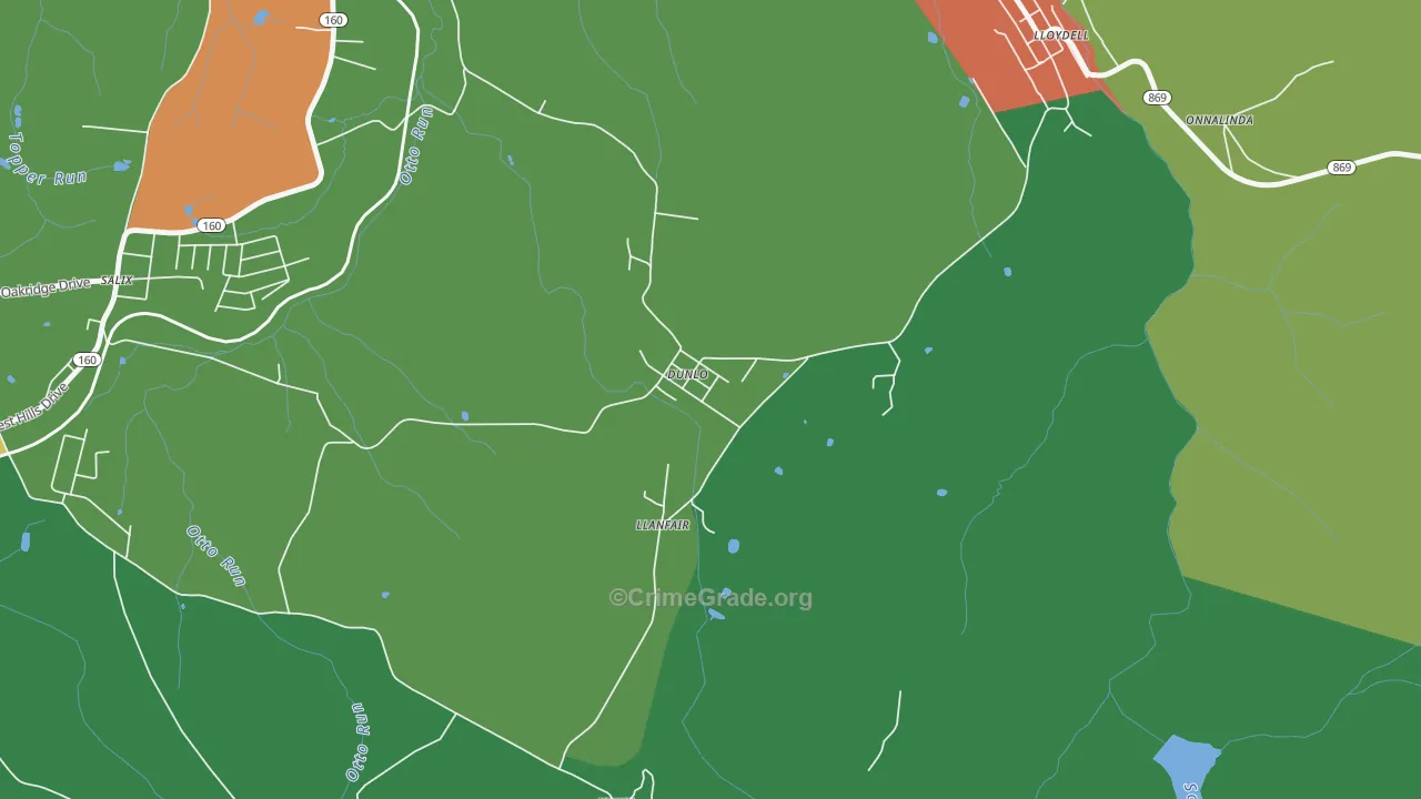 Dunlo, PA Map of Vandalism Rates